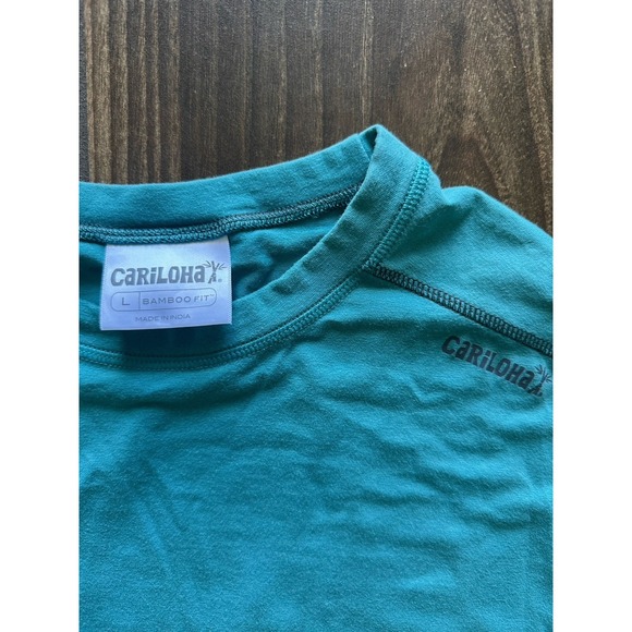 Cariloha Bamboo Fit Long Sleeve Teal Crew Neck Shirt Women's Size L - Picture 3 of 6